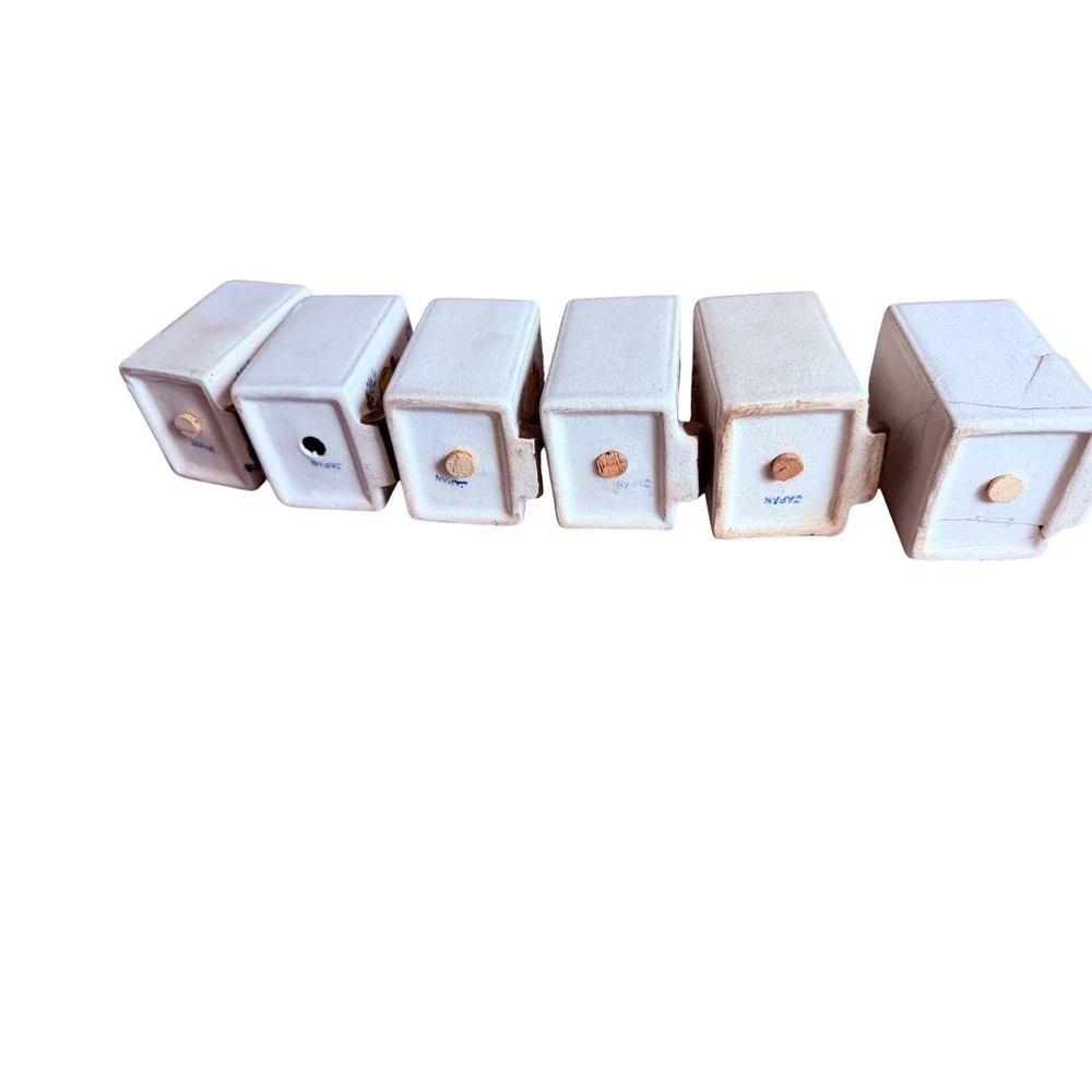 Vintage Rooster Ceramic Spice Shaker Set of 6 Farmhouse Kitchen Decor White
